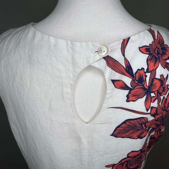 Tommy Bahama Lavatera Leis Linen shift tropical print white shift dress size L - Picture 3 of 6